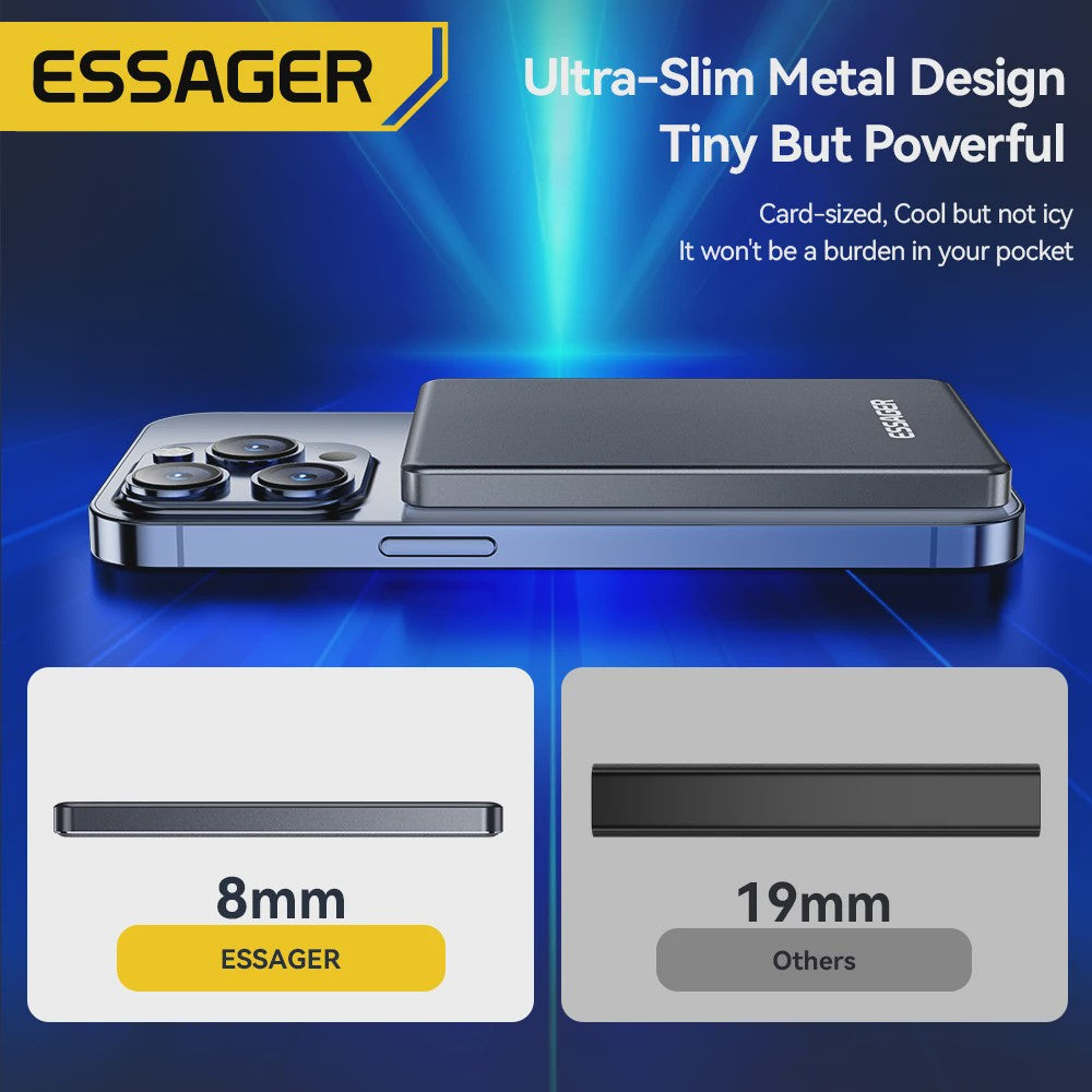 Essager Magnetische Powerbank 5000mAh 20W - Draadloos Snel Opladen voor iPhone (Magsafe)