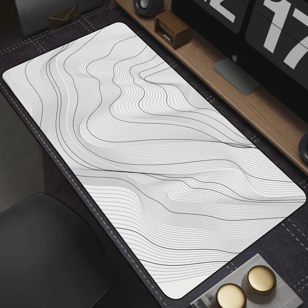 Extra Grote XL Gaming Muismat - Zwart/Wit Abstract Design