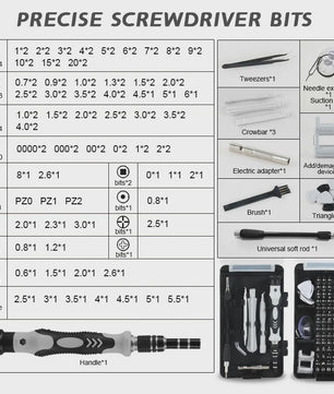 116-delige Precisie Schroevendraaierset met 98 Magnetische Bits voor Reparatie