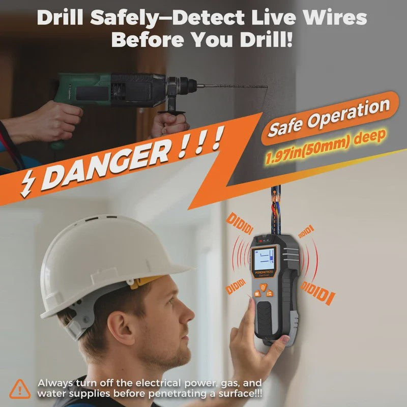 6-in-1 Stud Finder & Muurscanner: Detecteert Hout, Metaal, Elektra & Leidingen