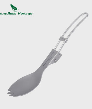 Titanium Camping Bestek Set - Opvouwbaar Lepel, Vork, Spork & Eetstokjes voor Outdoor Picknick
