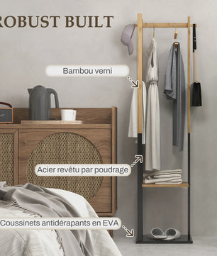 HOMCOM Bamboe Kapstok met Legplanken en Haken - Stijlvol en Functioneel