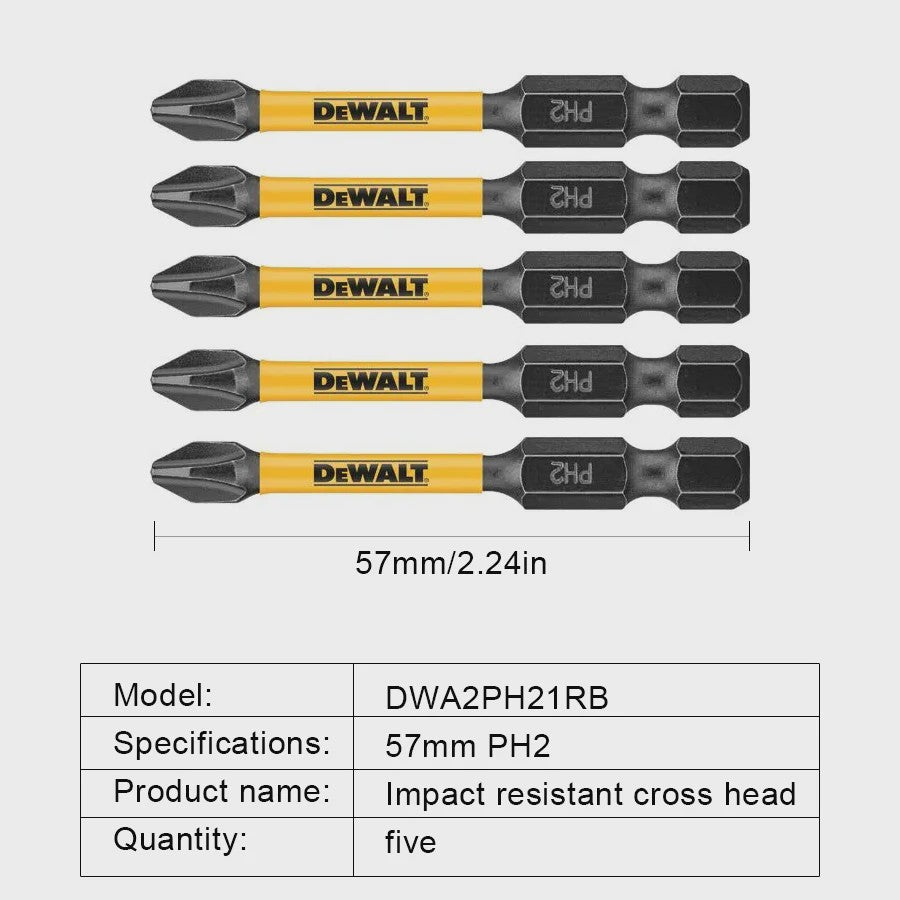 DEWALT PH2 57mm Impact Schroefbits - Set van 2, 5 of 10 stuks