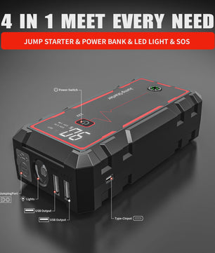 AntPower 12000mAh Jump Starter 1600A - Noodstroom & Powerbank voor 12V Voertuigen