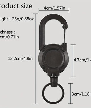 Intrekbare Sleutelhanger met Karabijnhaak - Heavy Duty Clip voor Tassen & Outdoor