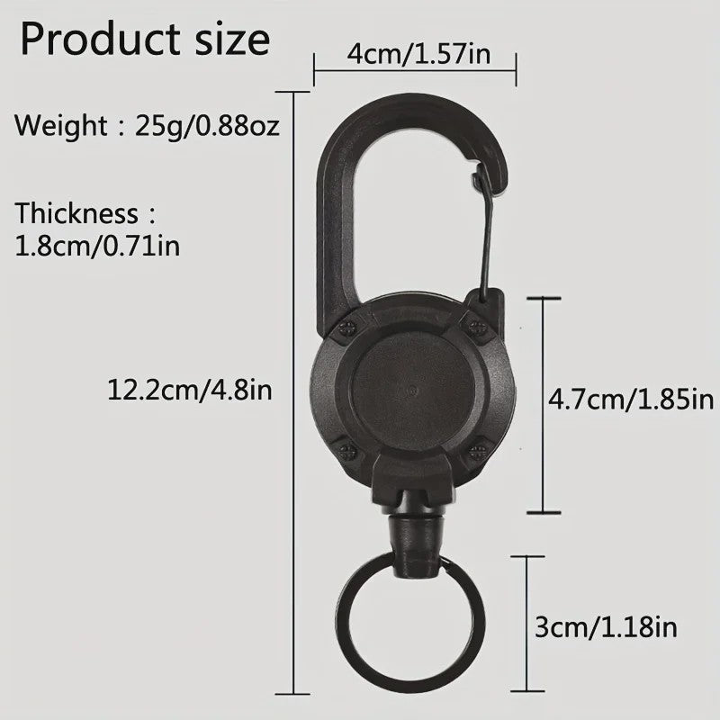 Intrekbare Sleutelhanger met Karabijnhaak - Heavy Duty Clip voor Tassen & Outdoor