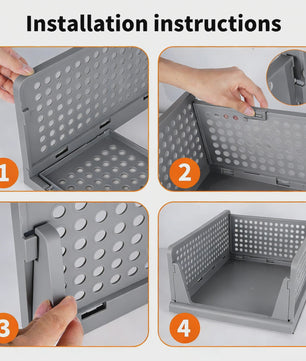 4-Pack Stapelbare Opbergdozen voor Kleding en Speelgoed - Inklapbare PP Plastic Lades