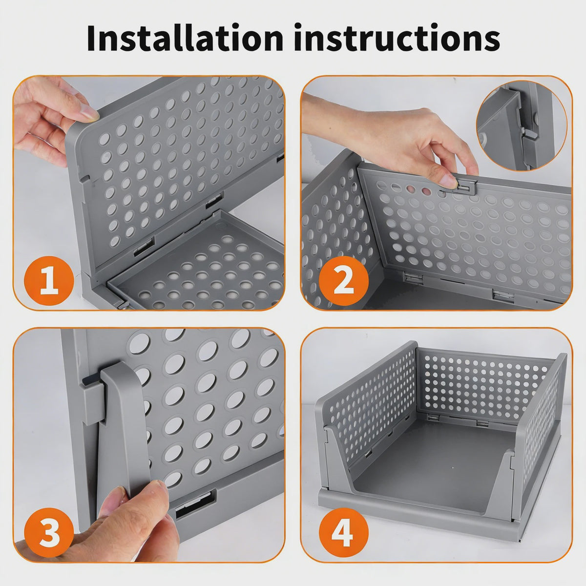 4-Pack Stapelbare Opbergdozen voor Kleding en Speelgoed - Inklapbare PP Plastic Lades