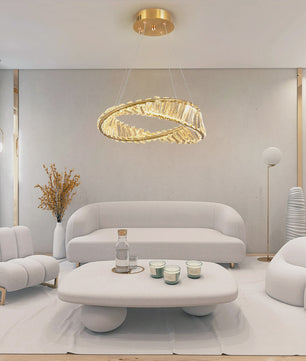 Gouden Kristallen Plafondlamp - Moderne LED Hanglamp voor Woonkamer