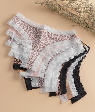Dames Kant & Luipaardprint Thong Panties - Sexy, Ademend & Comfortabel Ondergoed