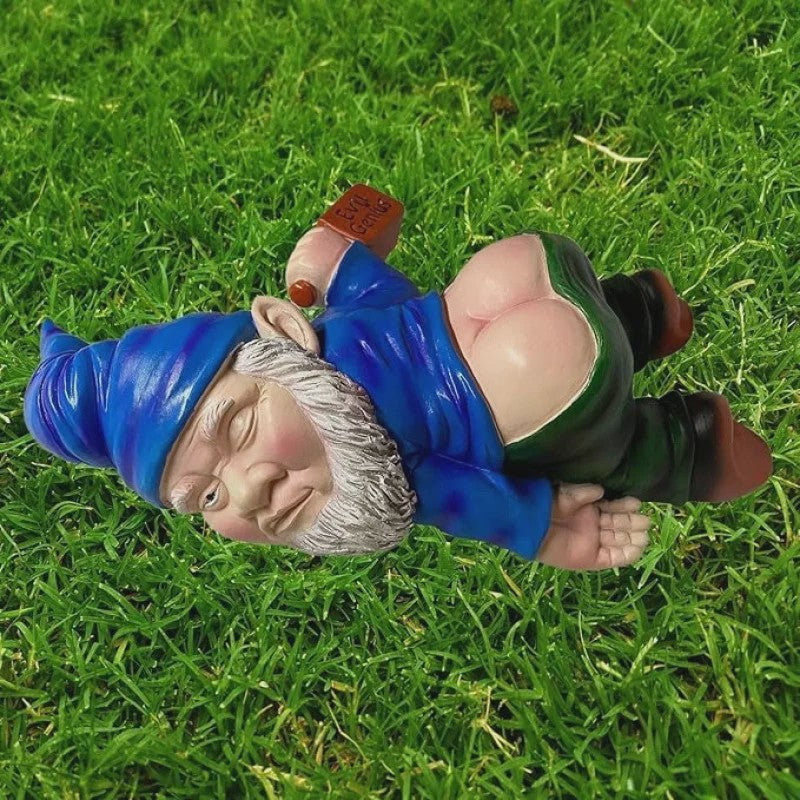 Grappige Dronken Tuinkabouter Beeldje - Resin Tuindecoratie