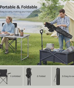 Set van 2 Opvouwbare Campingstoelen met Draagtas en Bekerhouder - Ideaal voor Strand, Camping en Vissen