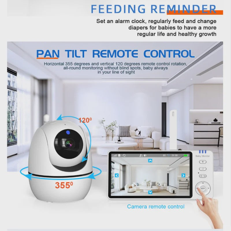 5 Inch Video Babyfoon met Camera, Temperatuursensor, Nachtmodus en Tweeweg Audio