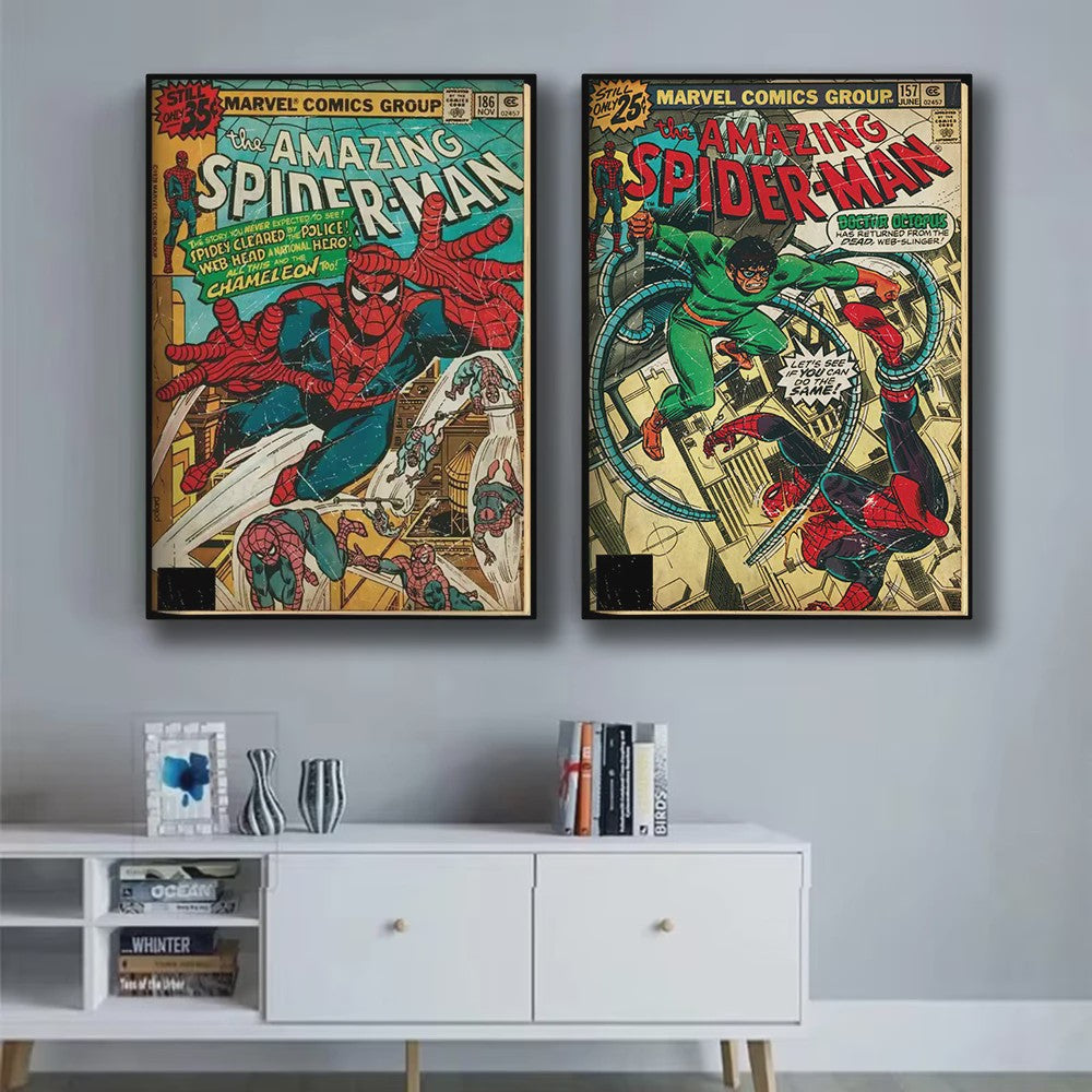 Retro Marvel Spider-Man Poster: Iconische Superheld Kunst voor aan de Muur