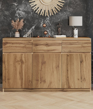 Houten Sideboard met 3 Deuren en 3 Lades - 135x40x81 cm