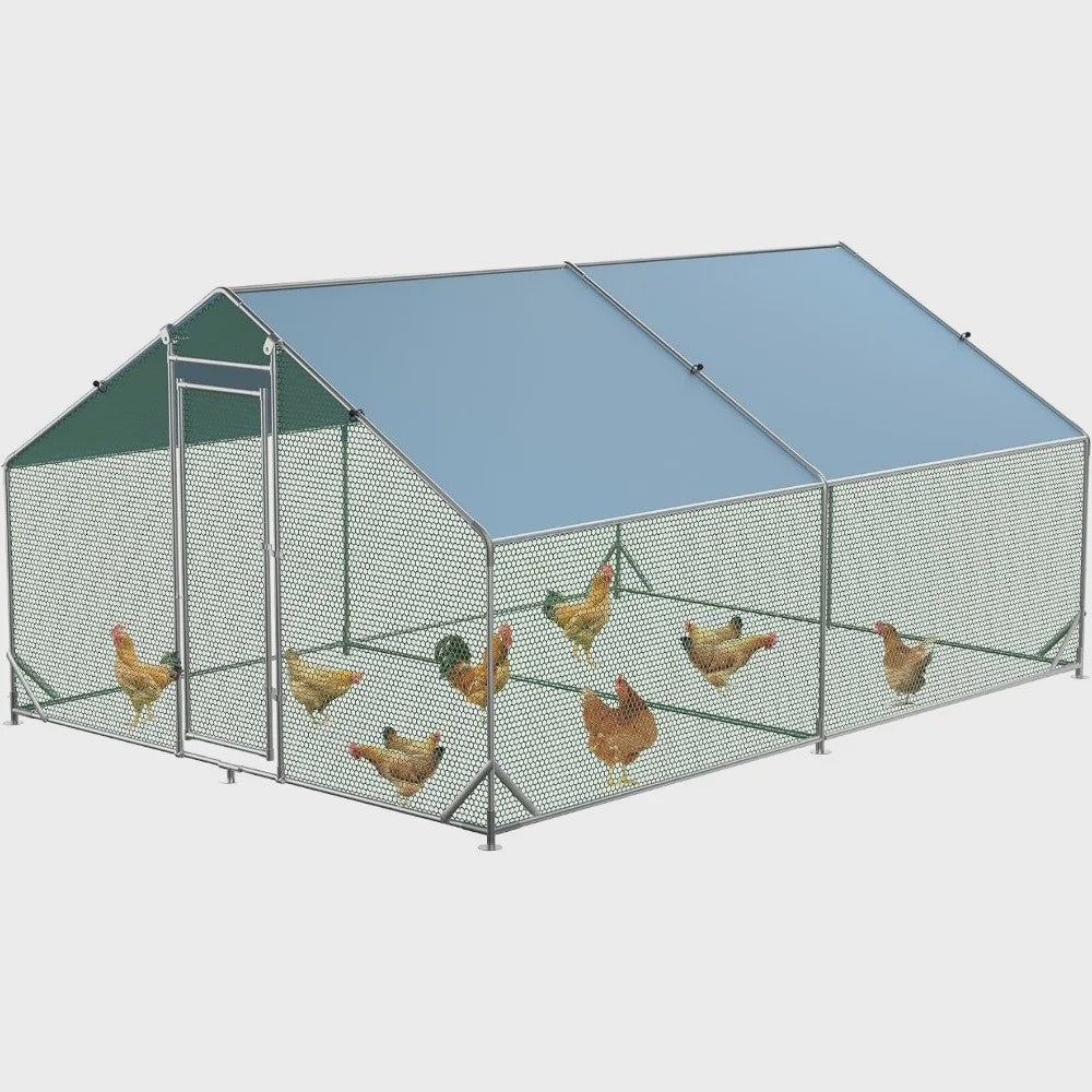 Ruime Gevogeltekooi 3x4x1.95m - Verzinkt Staal, Waterdicht Dak