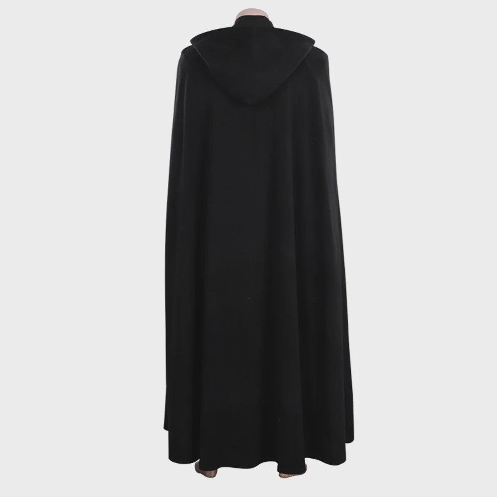 Volwassen Mannen Zwarte Jedi Ridder Cape Outfit - Fantasy Cosplay Kostuum