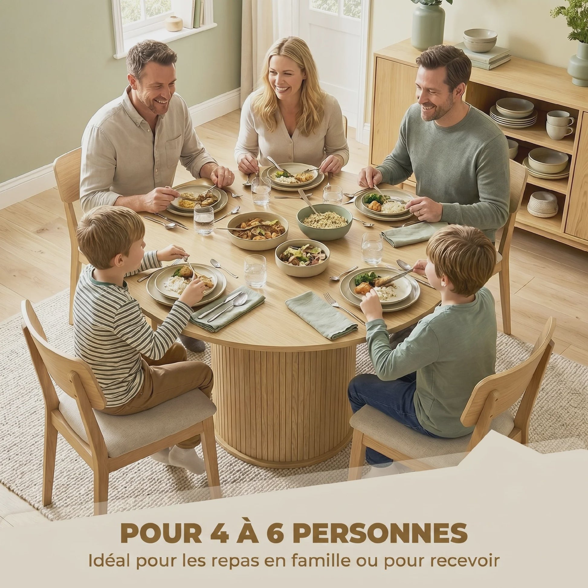 Ronde Eettafel voor 4-6 Personen, Ø 120 cm, Natuurlijk Hout Design