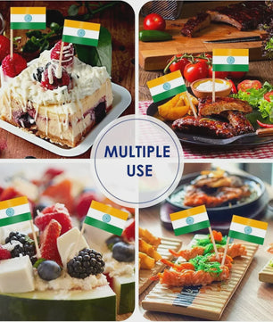 100x Mini India Vlaggetjes op Houten Prikkers - Ideaal voor Cupcakes, Cocktails & Feestdecoratie