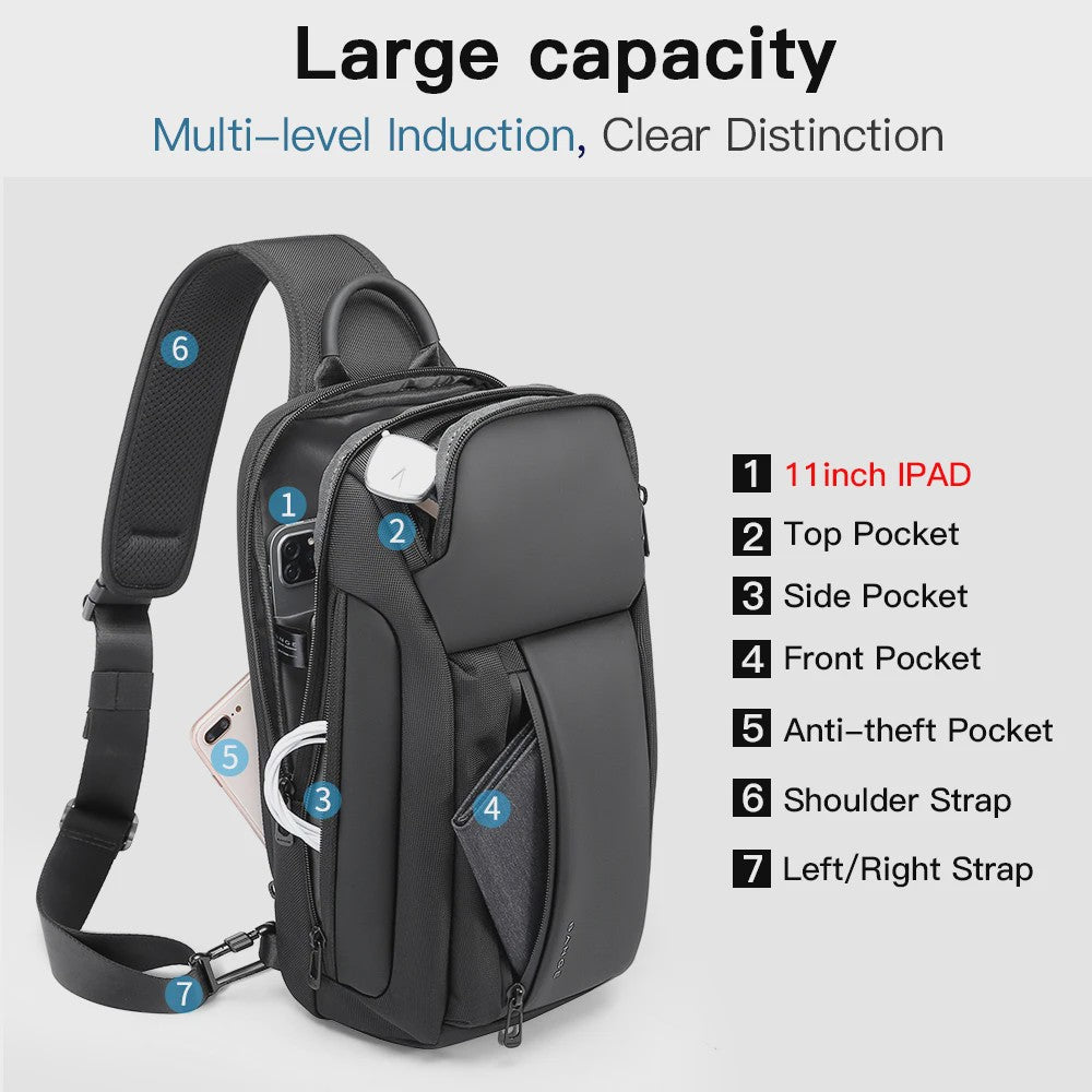 Bange Waterdichte Heren Borsttas - Crossbody Schoudertas met Grote Capaciteit