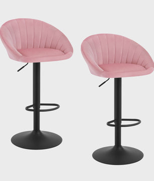 Verstelbare Barstoelen Set van 2 - Draaibaar, Ergonomisch, met Rugleuning - Fluweel/Kunstleer