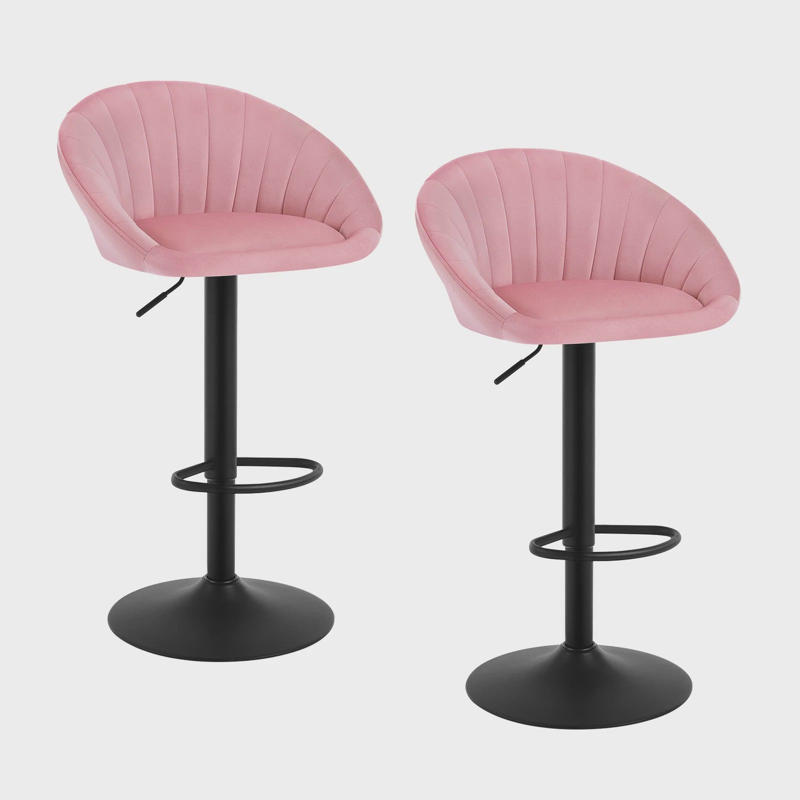 Verstelbare Barstoelen Set van 2 - Draaibaar, Ergonomisch, met Rugleuning - Fluweel/Kunstleer