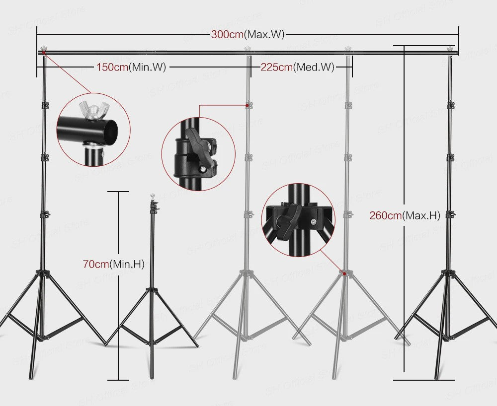 Professionele Fotostudio Softbox Verlichtingskit met Achtergrondframe en Backdrops