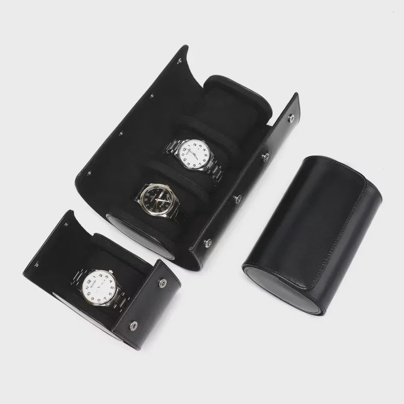 Luxe Leren Horlogeroller - Opvouwbare Reisbox voor 1, 2 of 3 Horloges