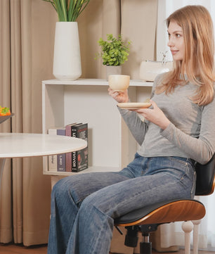 Ergonomische Bureaustoel met Walnoot Finish en Comfortabele Zitting