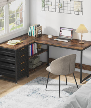 L-vormig Bureau met Opbergruimte en Planken - 150 cm Hoekbureau