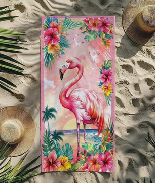 Artistiek Flamingo Strandlaken - Sneldrogend en Absorberend Strandlaken voor Zomer Vakantie