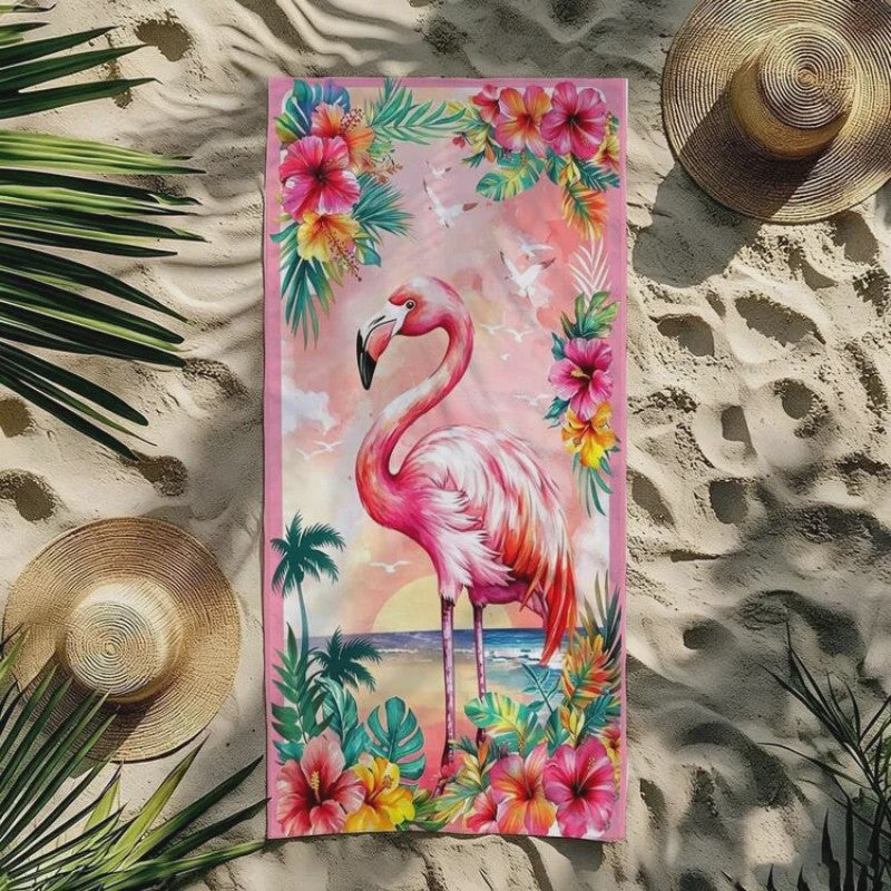 Artistiek Flamingo Strandlaken - Sneldrogend en Absorberend Strandlaken voor Zomer Vakantie