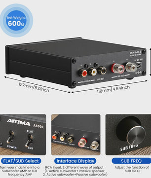 AIYIMA A3001 TPA3255 Subwoofer Versterker - 300W HIFI Mono Klasse D Home Audio