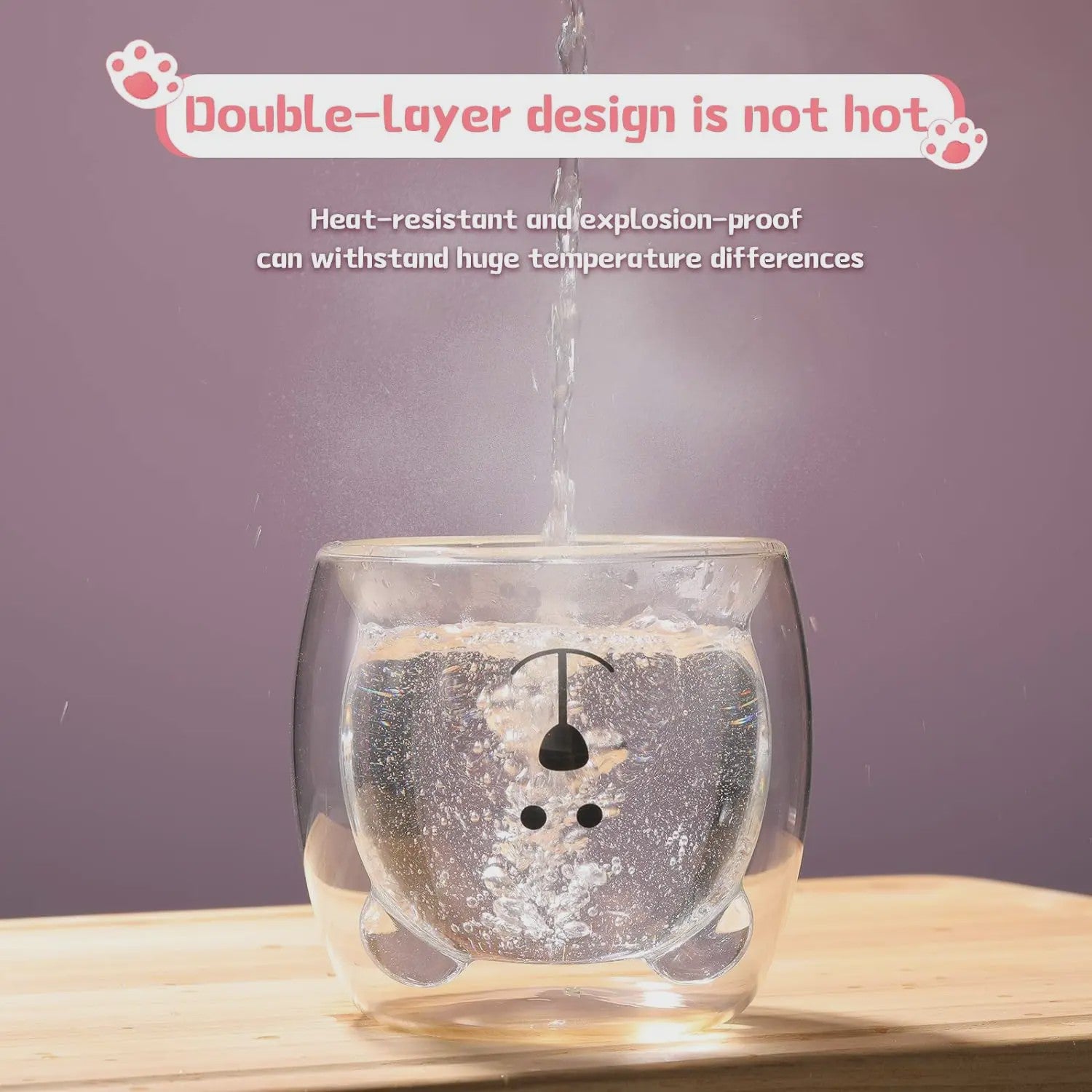 Dubbelwandige Glazen Mok met Schattige Dierenprint - Koffie & Theeglas