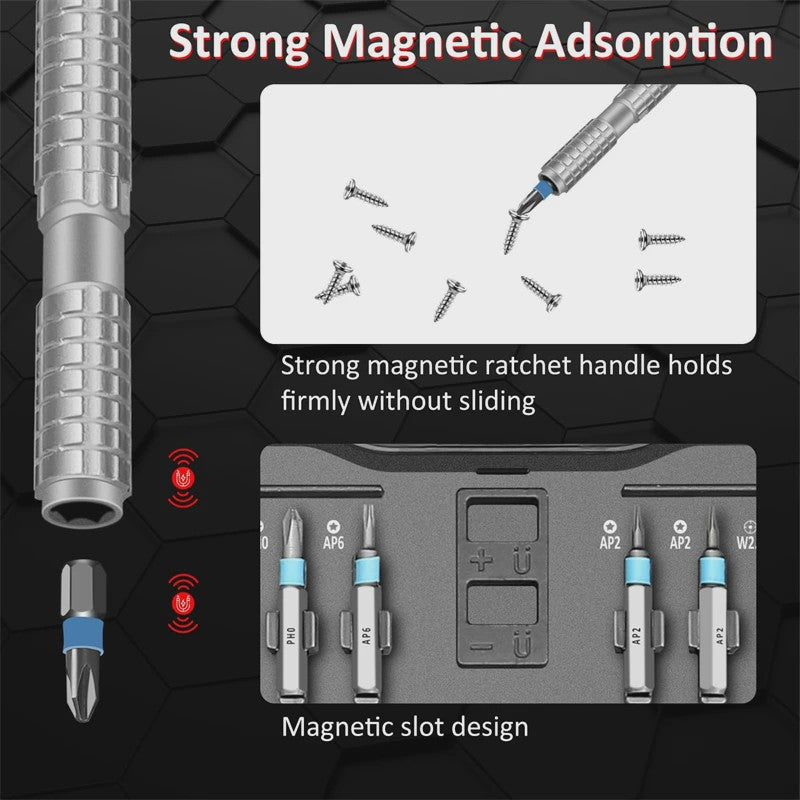 66-in-1 Precisie Magnetische Ratelschroevendraaierset met T-handvat