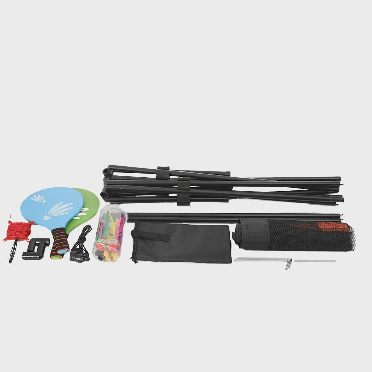Complete Badminton Set met Net, Palen, Rackets en Shuttles - Buitenplezier voor Iedereen