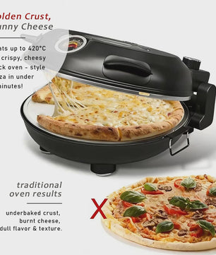 Elektrische Pizzaoven 12 Inch - 1200W met Keramische Steen & Precisie Temperatuurregeling tot 420°C