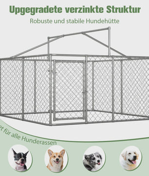 Robuuste Stalen Hondenren met Dak - 230x230x117cm Outdoor Kennel