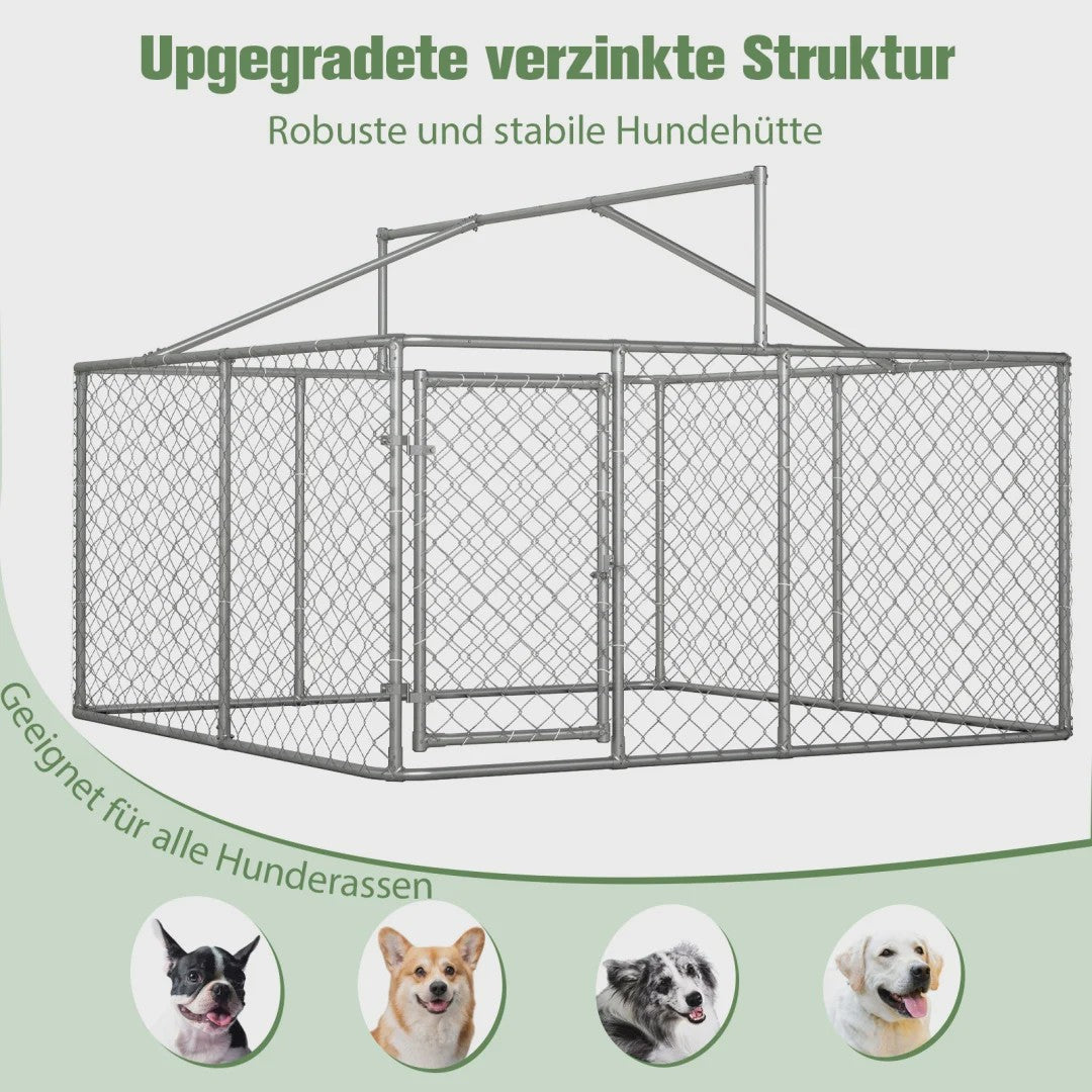 Robuuste Stalen Hondenren met Dak - 230x230x117cm Outdoor Kennel