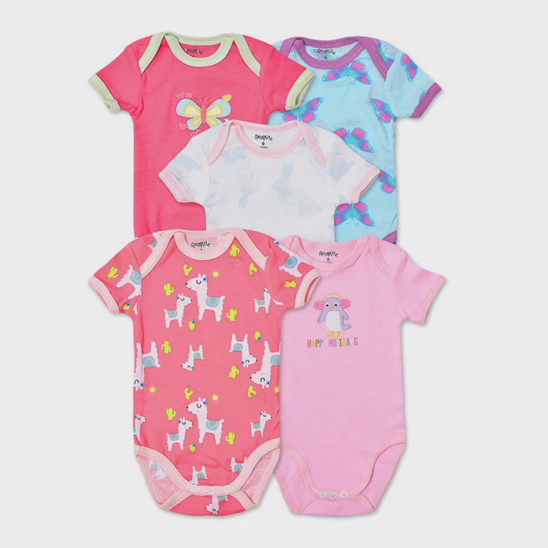 5-Pack Baby Jumpsuits met Korte Mouwen - Zachte Katoen, Leuke Prints (3-24M)