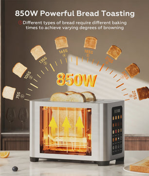 Patbrela Slimme Broodrooster met Broodrek - 2 Slices, Touchscreen & 6 Broodsoorten