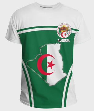 Heren T-shirt met Algerijnse Vlag 3D Graphic - Perfect voor Voetbalfans en Sportieve Gelegenheden
