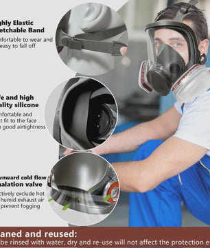 Professioneel Volledig Gezicht Gasmasker 6800 - Grote Maat, Herbruikbaar voor Verf, Chemie & Stof
