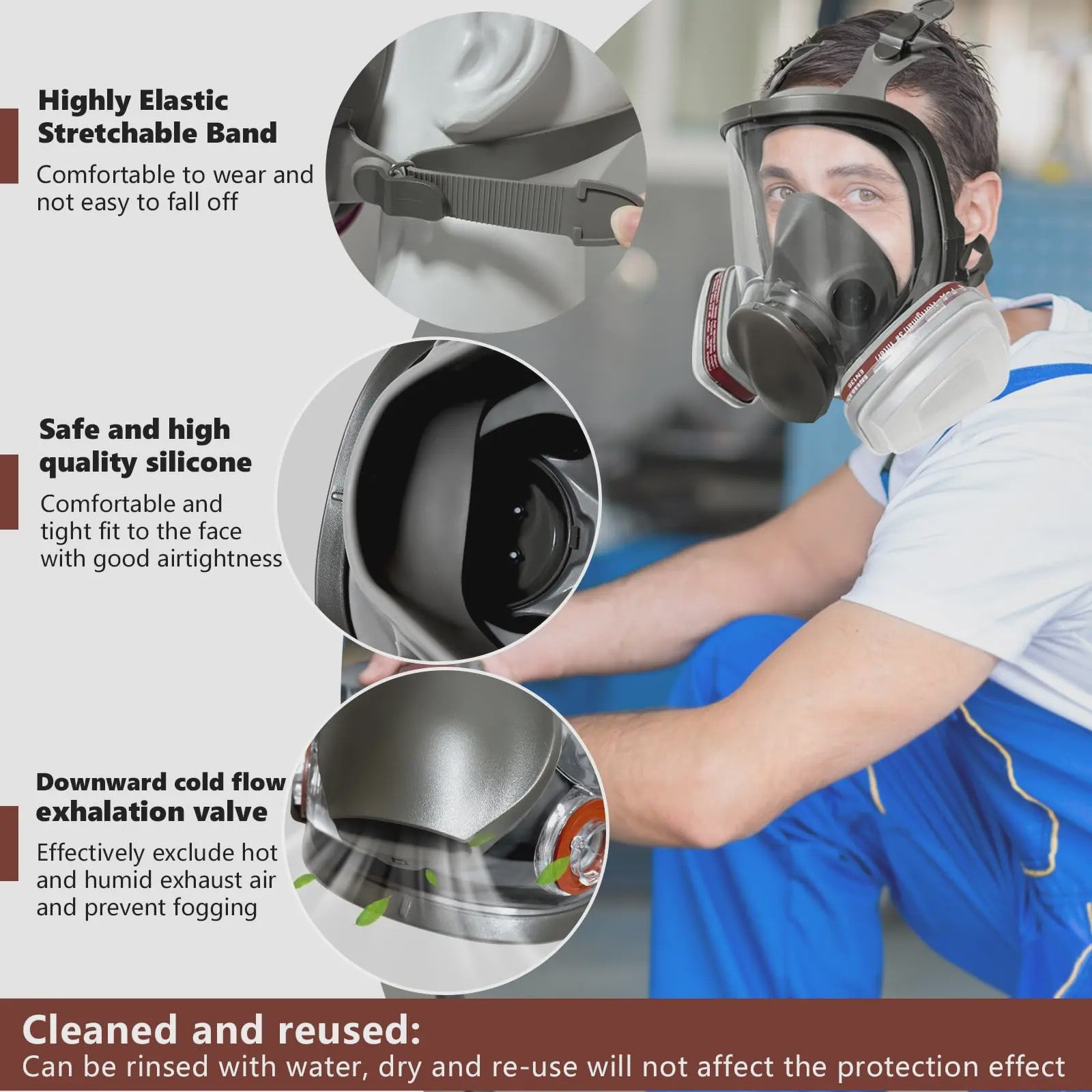 Professioneel Volledig Gezicht Gasmasker 6800 - Grote Maat, Herbruikbaar voor Verf, Chemie & Stof