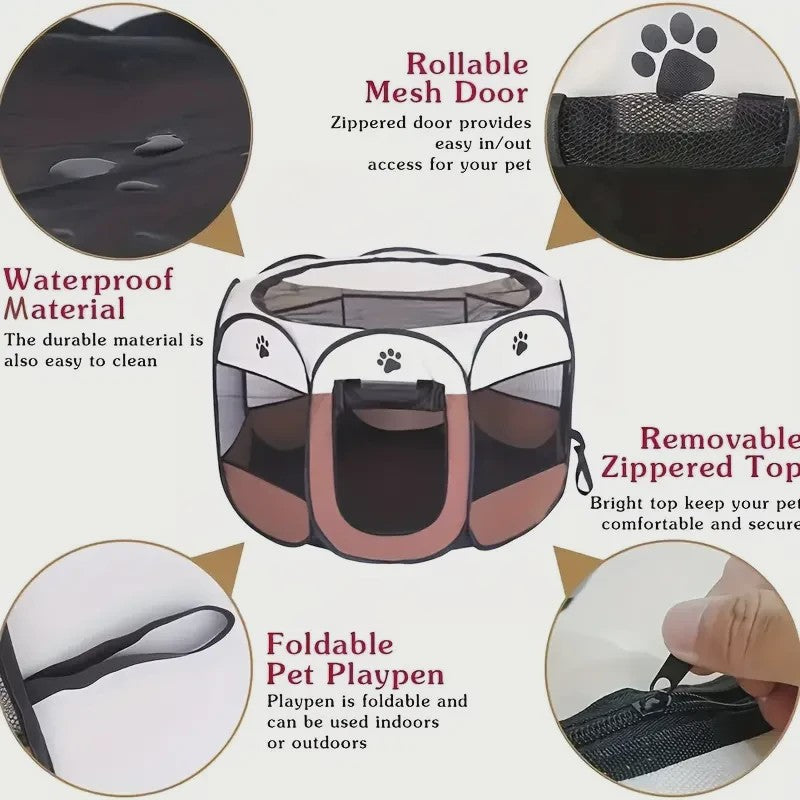 Octagonale Kattenren - Waterdicht & Krasbestendig - Opvouwbare Tent voor Kittens en Katten