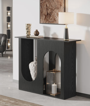 Zwarte Console Tafel met Boogontwerp - 100 cm - Smalle Banktafel voor Hal of Entree