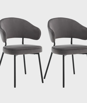 Set van 2 gestoffeerde eetkamerstoelen met armleuningen en rugleuning - Comfortabele lounge stoel voor keuken of woonkamer