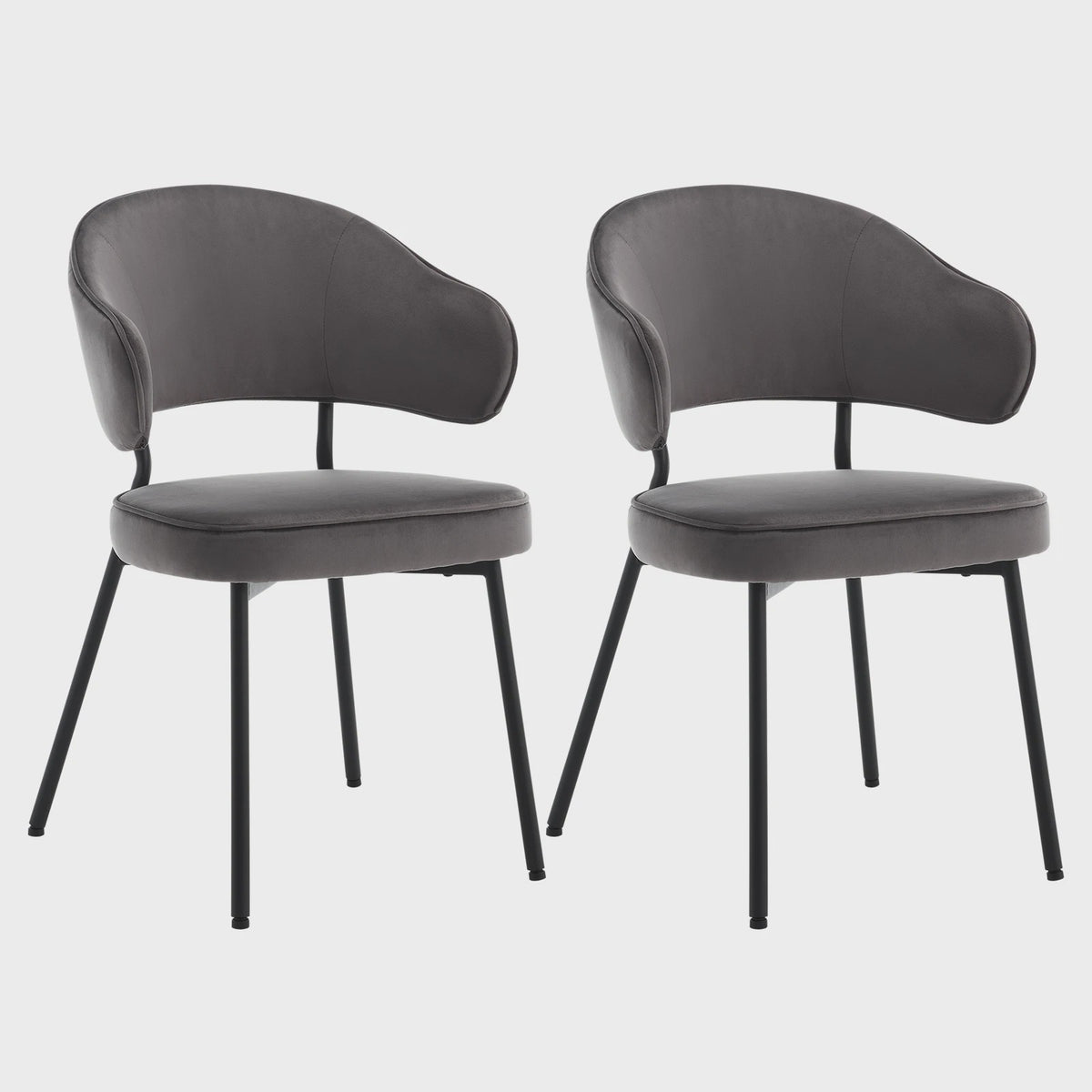 Set van 2 gestoffeerde eetkamerstoelen met armleuningen en rugleuning - Comfortabele lounge stoel voor keuken of woonkamer