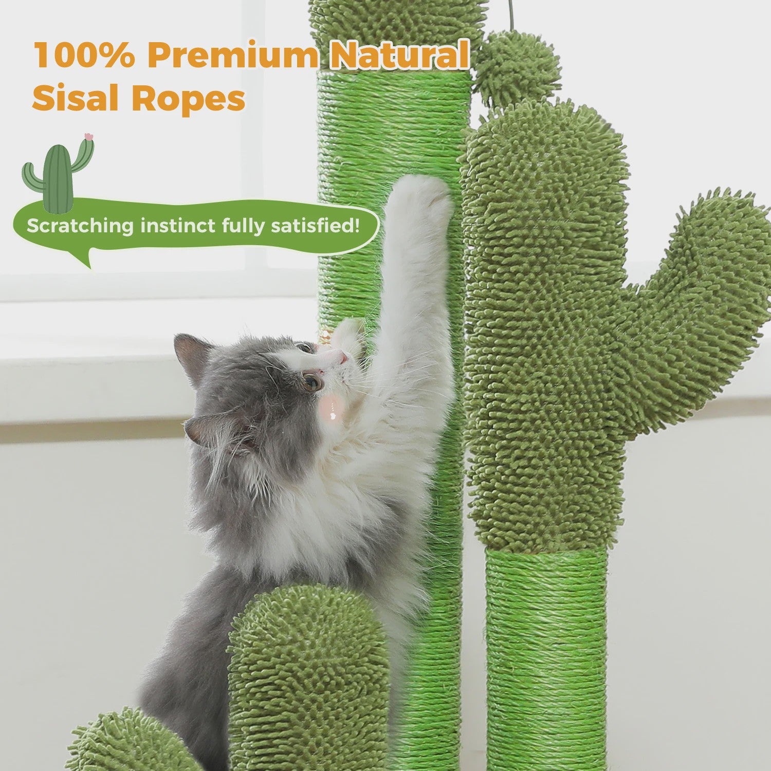 Cactus Krabpaal XL voor Katten - 3 Sisal Palen & Speelbal