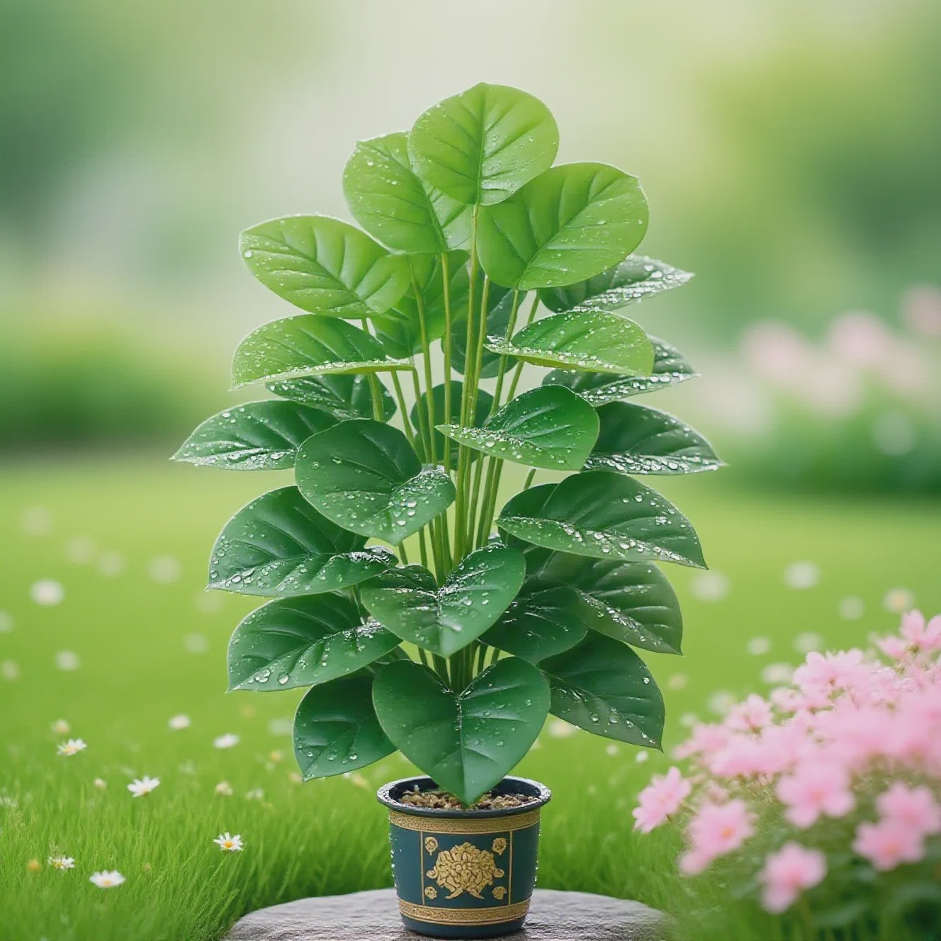 Grote Kunstplant Pothos met 24 Bladeren - 100cm Hoge Nep Groenplant
